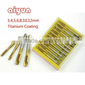 7pcs/set 3-12mm Tap & Die Set Hand Tools Titanium Coating Cutter Hole HSS Taps Set Straight Fluted thumbnail-1