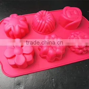 11031 Six Flower Shaped Promotional Gift Silicone Cake Mold thumbnail-4