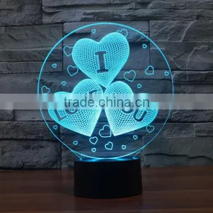 Novelty Valentine Gift 3D I Love You Night Light 7 Color Change LED Table Lamp Gift thumbnail-3