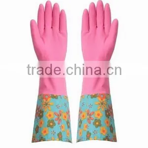 Household All Purpose Retro Funky Floral Design Rubber Gloves Wash up thumbnail-1