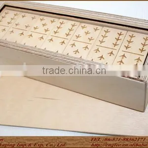 Personalized Wooden Domino Game With Aircraft Theme Wooden Box thumbnail-1