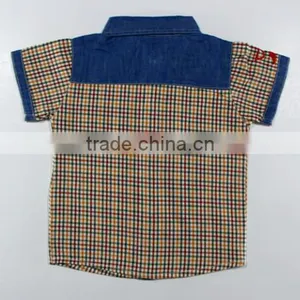 2016 New Design Boy's Short Shirt /100% Cotton Paid Shirt/embroidered thumbnail-2