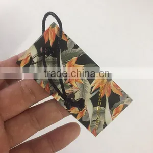2016 China Custom High Quality Gold Foil Logo Jeans Hang Tags With Strings thumbnail-2