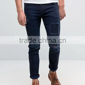 2017 New Pattern Patch Jeans for Men OEM Wholesale High Quality Logo Custom Design Men Jeans thumbnail-2