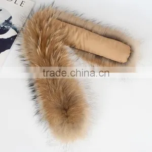 BBG-H-2 Natural Raccoon Fur Trimming / Real Fur Hood Trim / Trim For Collar thumbnail-1