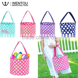 Monogrammed Chevron Polka Dot Easter Trick Or Treat Bag thumbnail-3