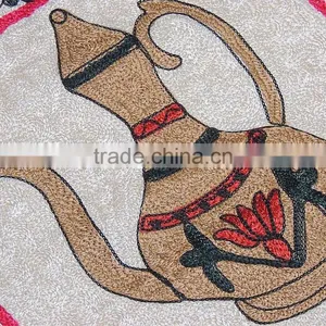 Decorative Goglet Cushion Cover Kashmir Beautiful Crewel Embroidery Throw Pillow thumbnail-3
