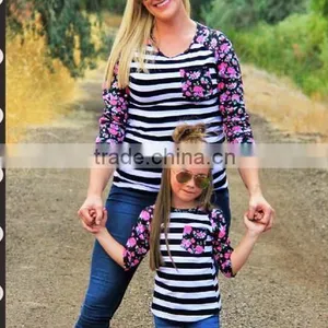 Mommy and me Tops I Nice Kids Wear Plain Cotton Ruffle Raglan Shirt thumbnail-2