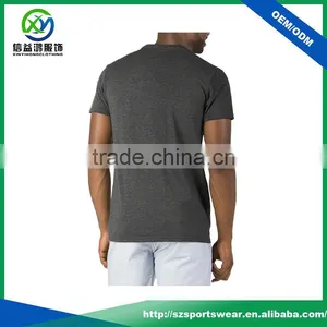 Popular Custom Mens Black Color Short Sleeve V-neck T-shirt,sports Wear Cotton Fabric Gym Shirt thumbnail-3