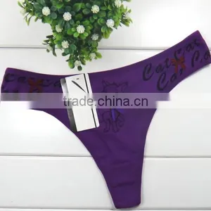 Cotton Hip-hugger Sexy T-back Bowknot Printed Female Mini Thong Panty thumbnail-5