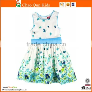 Latest Summer Custom Designs Flower Printing Net Fomal Kids Dresses thumbnail-2