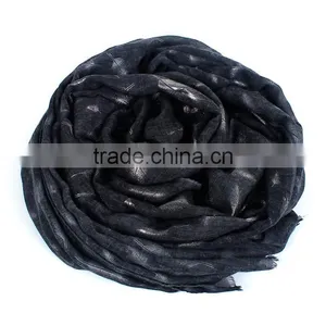Cotton Polyester Blend Scarves & Wraps Rectangle Silver Black Feather Fashion Scarf 2017 thumbnail-3