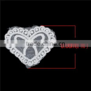 Polyester Appliques Patches DIY Scrapbooking Craft Heart White Bowknot Pattern Embroidery Sew On Badge Patches thumbnail-2