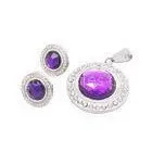 Ladies 304 Stainless Steel Jewelry Round Pendant Earrings Inserted Cystal And Stone thumbnail-1