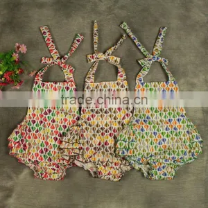 Cotton Foral Prints Frill Backless Infant Girl Rompers thumbnail-1