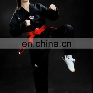 Colored TKD Uniform- Black/ Black Taekwondo Dobok For Men& Women thumbnail-1