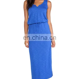 CHEFON Split v Ankle Length Jersey Knit Maxi Dress thumbnail-1