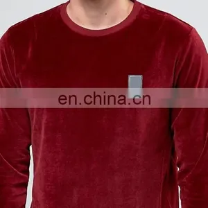 Soft Velour And Ribbed Trims Embroidered Logo Sweatshirt Fashion thumbnail-3