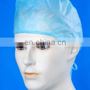 Blue SMS Disposable Hair Nets/Nonwoven Doctor Cap/Surgeon Cap With Tie thumbnail-3