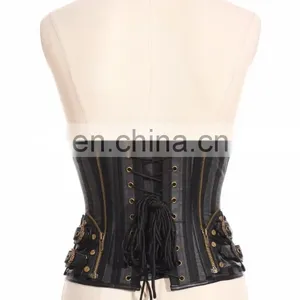 Gothic Steampunk Striped Corset With Soft Bones thumbnail-2