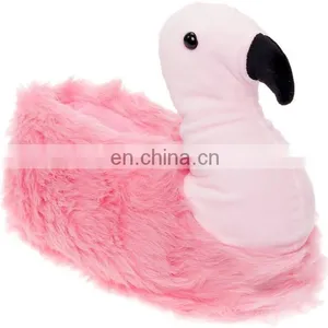 Winter Home Indoor Custom Pretty Pink Woman Stuffed Soft Plush Flamingo Slippers Shoes thumbnail-1