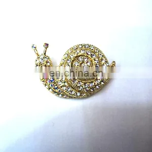 Gold Metal Crystal Snail Brooch thumbnail-1