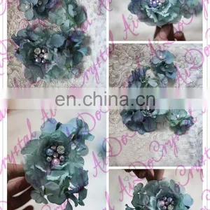 Aidocrystal Handmade Artificial Hair Flower With Pealrs Rhinestone Bridal Hair Comb Accessories thumbnail-3