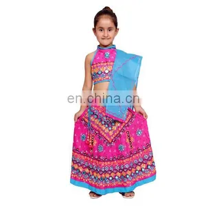 Indian Kids Handmade Mirror Lehenga Choli Chaniya Choli For Girls Ethnic Dress, Traditional Dress Girl Dresses Duppta Set Ghagra thumbnail-5