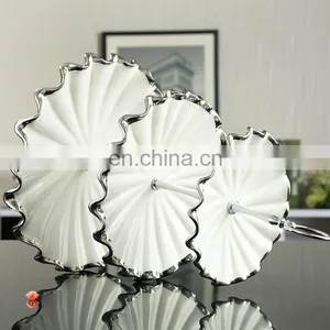Custom Royal Style Restaurant Decor Three-tier Cake Fruit Stand Silver-plated Ceramic Dining Table Decoration thumbnail-6