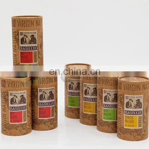 Wholesale Custom Kraft Paper Tube Tea Canisters Herb Nature Packaging thumbnail-1