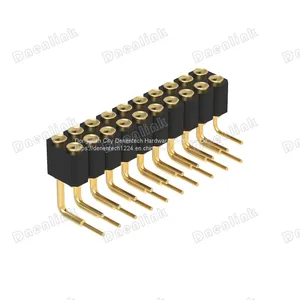 Dnenlink 2.54mm Pitch Dual Row H4.0mm Concave Contact Right Angle Female Header DIP Type PogoPin Header thumbnail-1