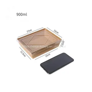 Recyclable Disposable 900ml Kraft Paper Window Lunch Boxes for Takeaways thumbnail-1