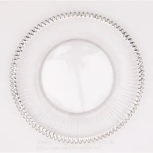 Pretty Design Round Under Clear Glass Beaded Charger Plate With Promotional Price thumbnail-2