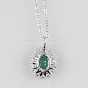 Necklace 1.5ct Emerald Picture Necklace Pendant 925 Sterling Silver Necklaces for Girl thumbnail-3