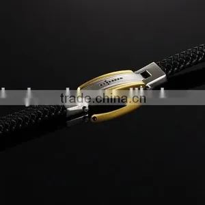 2016 Trendy Genuine Leather Bracelets 316L Stainless Steel Man Bracelet Paypal Accept thumbnail-5