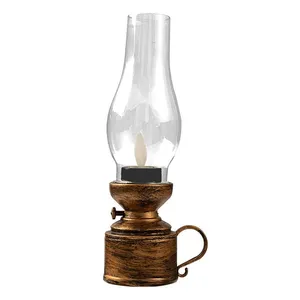 Portable LED Candle Lamps, Vintage Flameless Design for Bar & Cafe Tabletop Decor thumbnail-1