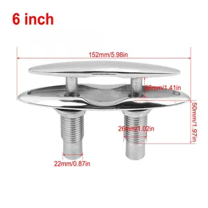 Factory 6 Inch Stainless Steel Pull up Cleat Deck Hidden Flush Mount Boat Marine Cleat thumbnail-2