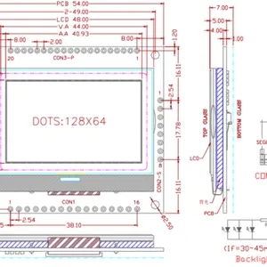 128*64 Graphic DOT-Matrix LCD Screen Cog12864 LCD Display SPI Interface thumbnail-2