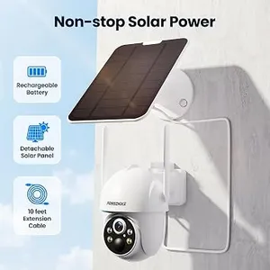 WiFi Solar Powered Security Camera 2K HD 360° Panoramic View IP66 Waterproof Outdoor Surveillance Camera System (4-Camera Kit) thumbnail-3