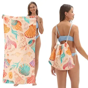 Microfiber Quick-drying Beach Towel All-in-one Bag 2-in-1 Foldable Storage Beach Towel Printed Bath Towel thumbnail-5