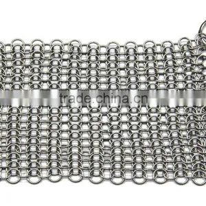 Stainless Steel Chainmail Scrubber Cast Iron Chainmail Pot Cleaner thumbnail-1