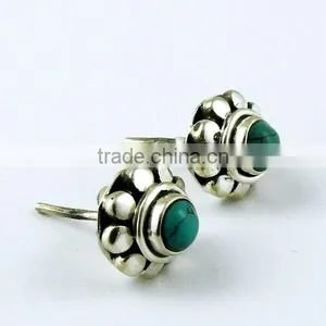 Simple The Best Turquoise Studs 925 Sterling Silver Earring thumbnail-1