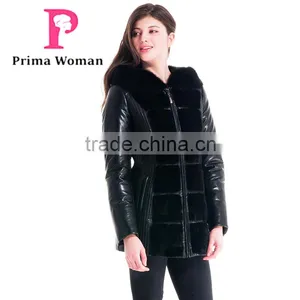 New Design Winter Women Medium Length Slim Fit Coat With Mink Hat Overcoat thumbnail-2