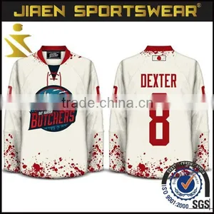 Wholesale Cheap Sportswear Custom Made Sublimation Youth Hockey Jersey Sublimation Hockey Jersey White Hockey Jersey thumbnail-1