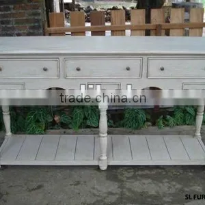 Console Table With 3 Drawers - Wooden Console thumbnail-1