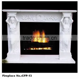 Girl Statue White Marble Carved Fireplace Mantel Ideas thumbnail-1
