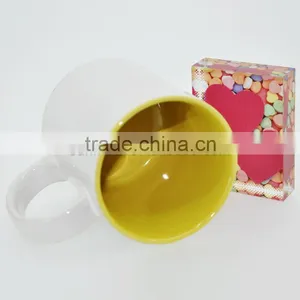 Yiwu Professional Sublimation Ceramic Mug Manufactory With Lowest Price 11oz Sublimation Inner & Handle Color Mug Red thumbnail-3