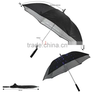 Creative 23" LED Light Rain Umbrella 132 Blue LED Fully-automatic 3 Modes Stars Long-handled Flashlight With LED For Outside thumbnail-3