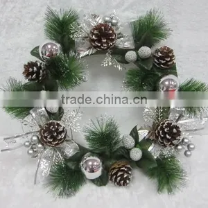 Silver Xmas Decoration Indoor Pine Needle Wreath thumbnail-1