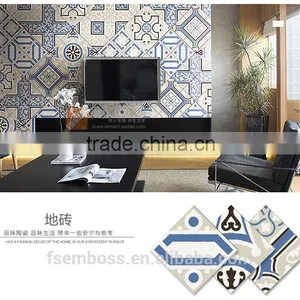 20*20cm Blue Color Encaustic Cement Decorative Tile Moroccan Cenment Tile Hot Sale Cheap thumbnail-1